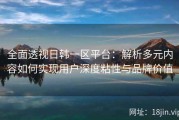 全面透视日韩一区平台：解析多元内容如何实现用户深度粘性与品牌价值