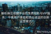 解析麻豆视频平台的免费观影与VIP服务：平衡用户体验和商业收益的创新运营模式
