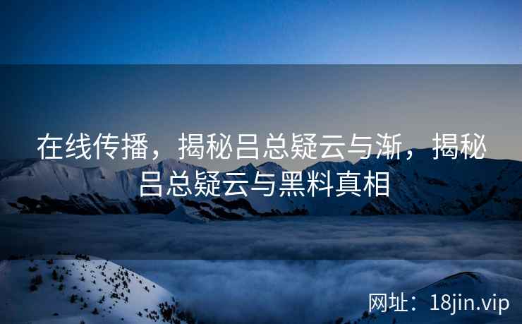 在线传播，揭秘吕总疑云与渐，揭秘吕总疑云与黑料真相