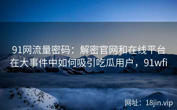 91网流量密码：解密官网和在线平台在大事件中如何吸引吃瓜用户，91wfi