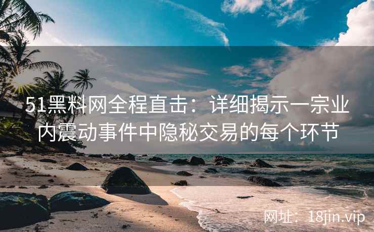 51黑料网全程直击：详细揭示一宗业内震动事件中隐秘交易的每个环节
