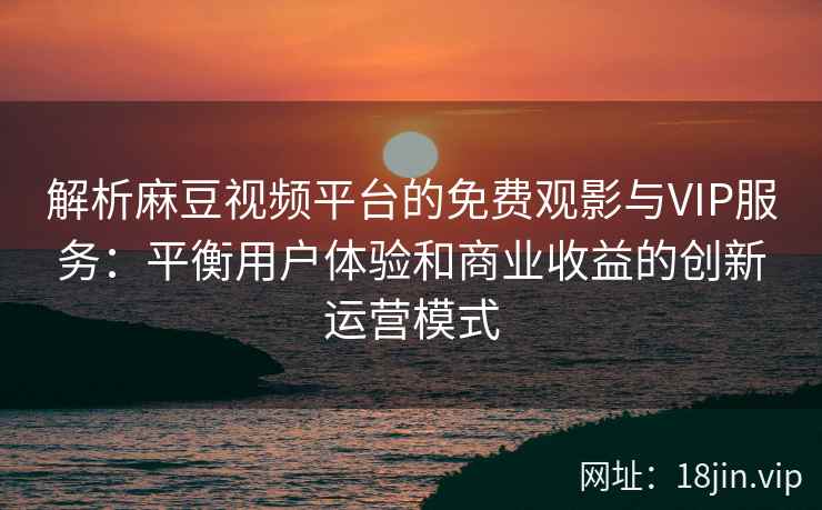 解析麻豆视频平台的免费观影与VIP服务：平衡用户体验和商业收益的创新运营模式