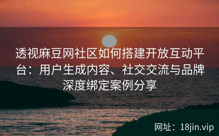 透视麻豆网社区如何搭建开放互动平台：用户生成内容、社交交流与品牌深度绑定案例分享